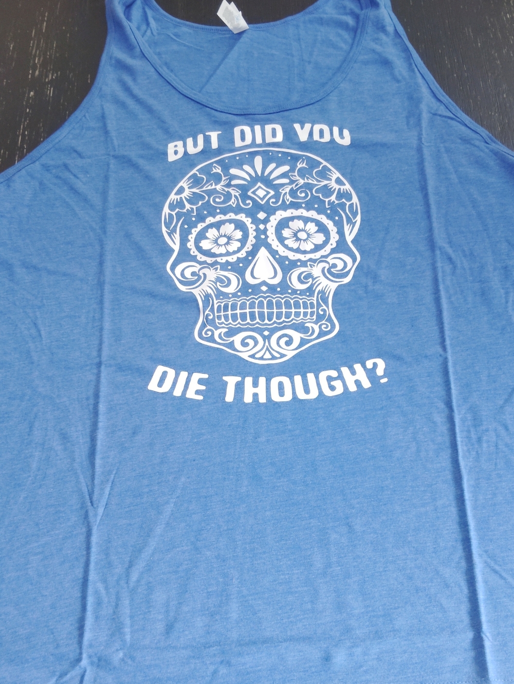 Bella Canvas Blue Tank with White Sugar Skull Graphic